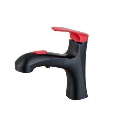 Bathroom hot cold water faucet pull out wash basin faucet matte black bathroom black basin tap