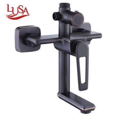 Black matte faucet wall mounted bath shower faucet brass bathroom shower bathtub faucets  bath shower faucet bathtub