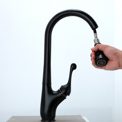 Wholesale factory Brass Kitchen Sink Faucet Pull Out ORB Kitchen Faucets Single Handle Kitchen Tap torneira cozinha