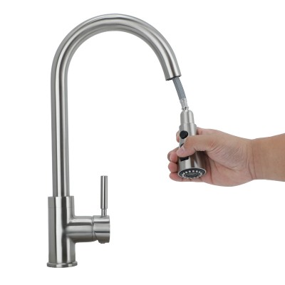 Brushed nickel water tap contemporary single handle mixer faucet pull out kitchen tap restaurant sink faucets